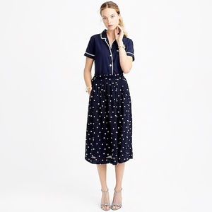 J.CREW Pleated Pleat Midi Skirt in Polka Dot